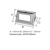 3A 38W LED COB Gimble Rectangle Shop Fitter Downlight